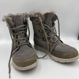 Sorel Joan Explorer Women's Size 6 Gray Suede Waterproof Boot NL3039-052